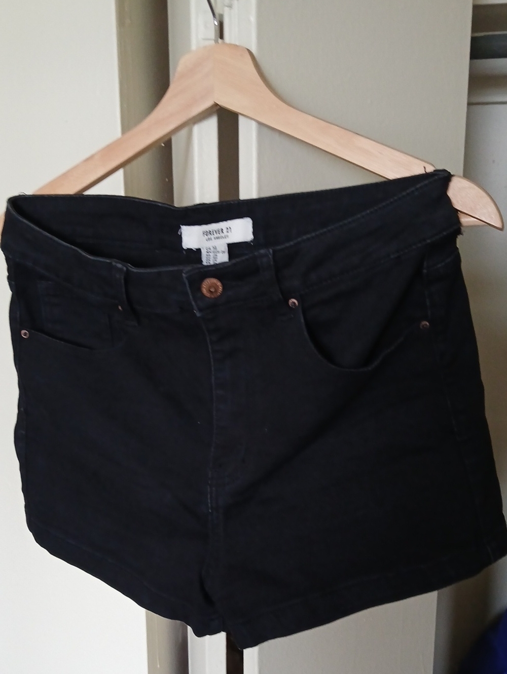 Forever 21 Black High-Waist Denim Short Shorts